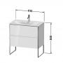 Фото Duravit XSquare Тумба напольная под раковину # 234483, 2 яшика, встроенные ножки с регулировкой по высоте, 592x810x478мм, цвет White High Gloss
