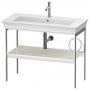 Фото Duravit White Tulip Металлическая консоль, 760x984x450 мм, напольная, 1 дерев.полка, п/держ. справа, цвет: Nordic White HighGloss