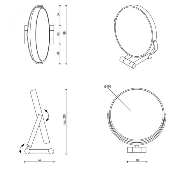 Фото Decor Walther SPT 50 Косметическое зеркало 17см, настольное, увел. 5x, цвет: хром