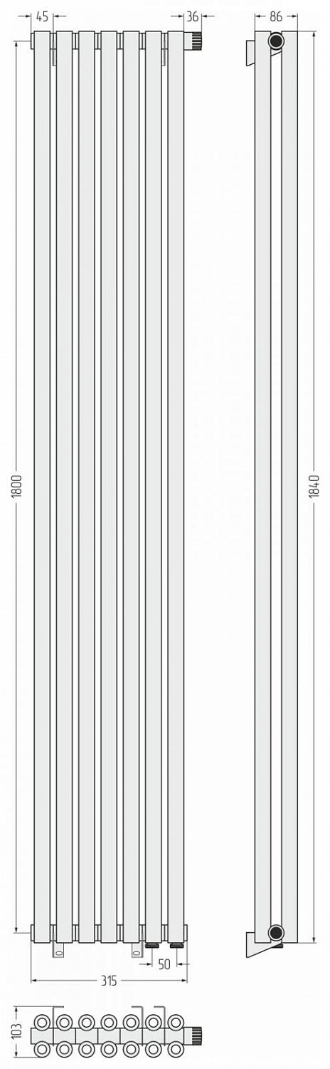 Фото ДР Сунержа Эстет-00 н/ж EU50 1800х315 / 7 сек (Матовый чёрный)
