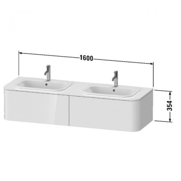 Фото Duravit Happy D.2 Plus Столешница 16x1600x550мм для тумбы #HP4936, HP4946, HP4956, HP4964, HP4974 с вырезами под 2 раковины, цвет: graphite supermatt