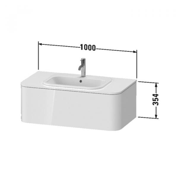Фото Duravit Happy D.2 Plus Столешница 16x1000x550мм для тумбы #HP4931, HP4941, HP4951, HP4961, HP4971 с вырезом по центру, цвет: белый глянцевый