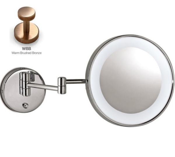 Фото Косметическое зеркало, 3SC, Cosmetic Mirrors, 3-х кратное увеличение, с подсветкой, цвет-Warm Brushed Bronze