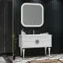 Фото Тумба с раковиной Opadiris Ибица 120 белая, фурнитура хром (Z0000013923+050600-u-01)