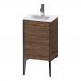 Фото Duravit XViu Тумба подвесная 591x430x310мм, для раковины #073345, 1 дверь, петли слева, цвет: walnut dark/черный матовый