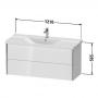 Фото Duravit XViu Тумба подвесная 565x1210x469мм, для раковины #233212, 2 ящика, цвет: walnut dark/черный матовый