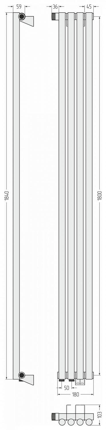 Фото ДР Сунержа Эстет-1 н/ж EU50 левый 1800х180 / 4 сек (Матовый чёрный)