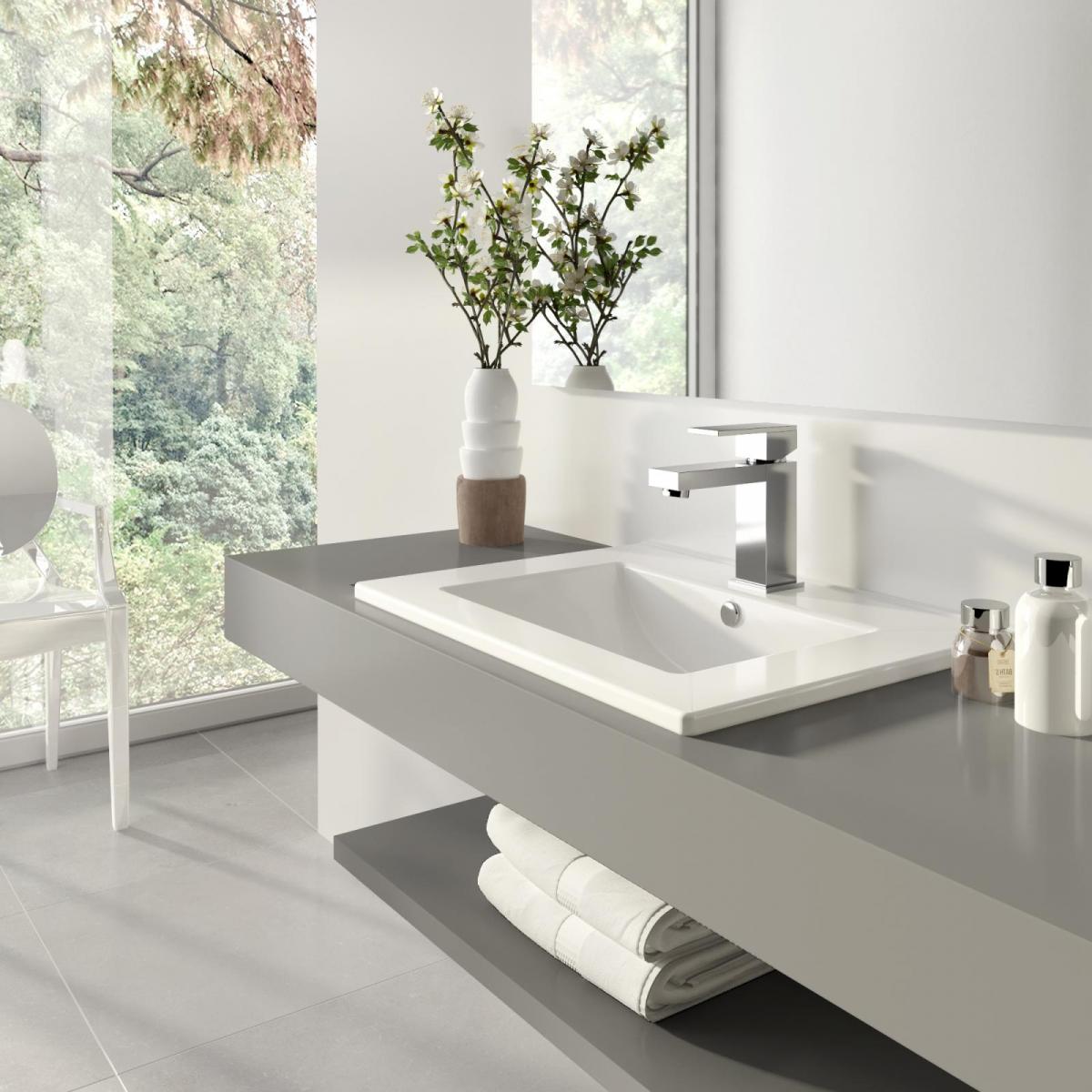 Фото Раковина Sanita Luxe Quadro 75, белая (QDR75SLWB01)
