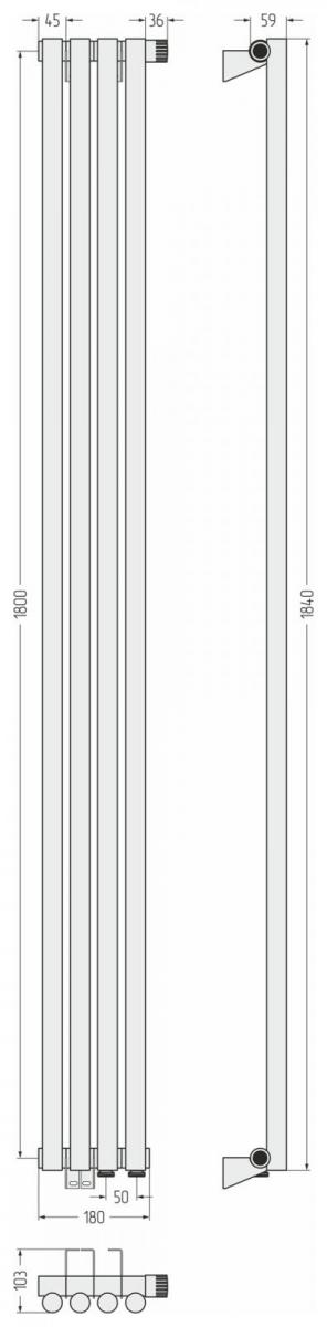 Фото ДР Сунержа Эстет-1 н/ж EU50 правый 1800х180 / 4 сек (Золото)