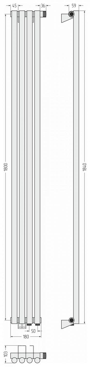 Фото ДР Сунержа Эстет-1 н/ж EU50 правый 1800х180 / 4 сек (Золото)