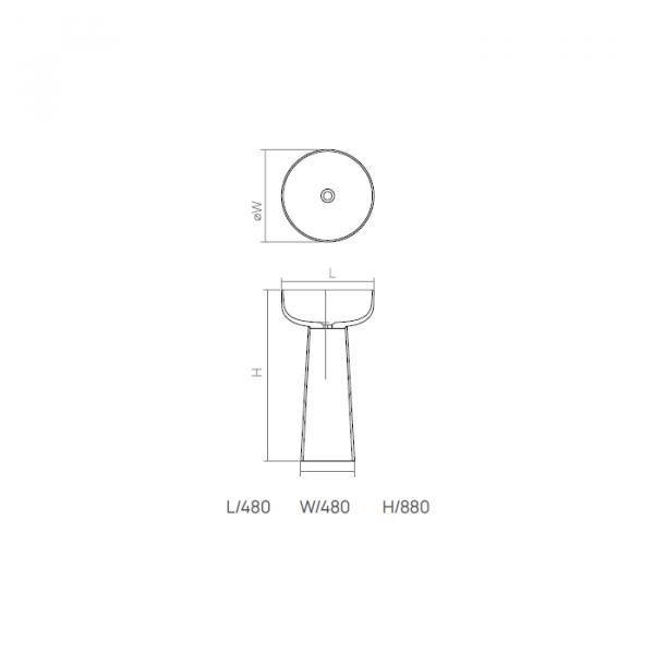 Фото Dea Design Pedestal Basin Раковина 48х48х88см., напольная, без отв., Glasstech, прозрачная смола, цвет: Smoky Black R4