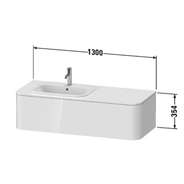Фото DURAVIT HAPPY D.2 PLUS Столешница 1300x550х16 мм, для установки на тумбу, с отверстием для раковины по центру, цвет белый глянцевый