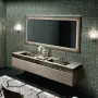 Фото VITAGE milldue edition Four Seasons Тумба под 2 раковины 2168х555х354 мм, 2 ящика, 2 боковые стенки, профиль черный хром, отделка стеганая кожа Visone