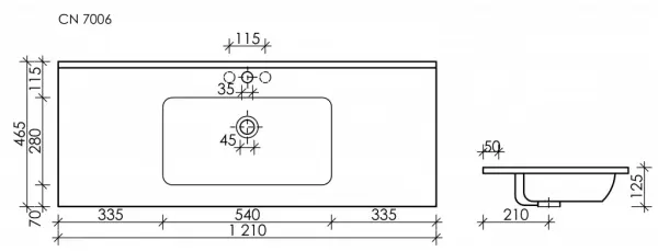 Фото Раковина встраиваемая 121х46,5 Ceramica Nova Element CN7006