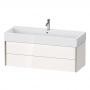 Фото Duravit XViu Тумба подвесная 397x1184x454мм, для раковины #235012, 2 ящика, цвет: белый глянцевый/champagne matt
