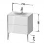 Фото Duravit XViu Тумба подвесная 591x710x480мм, для раковины #234473, 2 ящика, цвет: белый глянцевый/champagne matt