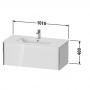 Фото Duravit XViu Тумба подвесная 400x1010x480мм, для раковины #233610, 1 ящик, цвет: белый глянцевый/champagne matt