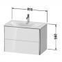Фото Duravit XSquare Тумба подвесная под раковину # 234483, 2 яшика, 560x810x478мм, цвет White High Gloss