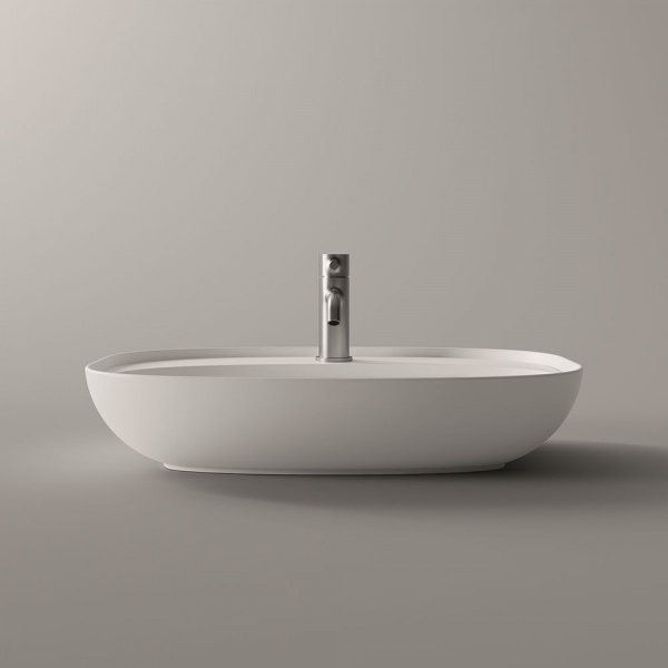 Фото Alice Form Раковина Oval 60x45хВ12 Plan, накладная, с отверстием под смеситель, белый матовый