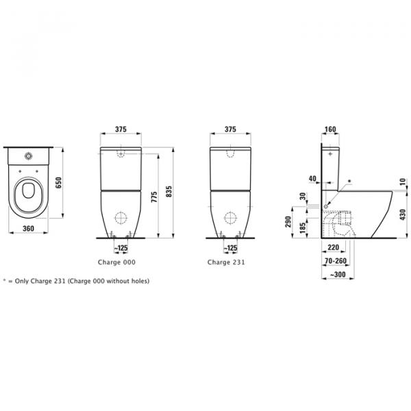 Фото Laufen Pro Унитаз моноблок 65х36х44см., покрытие LCC, подвод снизу, подвод сбоку, цвет: белый