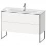 Фото Duravit XSquare Тумба напольная под раковину # 234412, 2 ящика, встроенные ножки с регулировкой по высоте, 592x1210x478мм, цвет White High Gloss