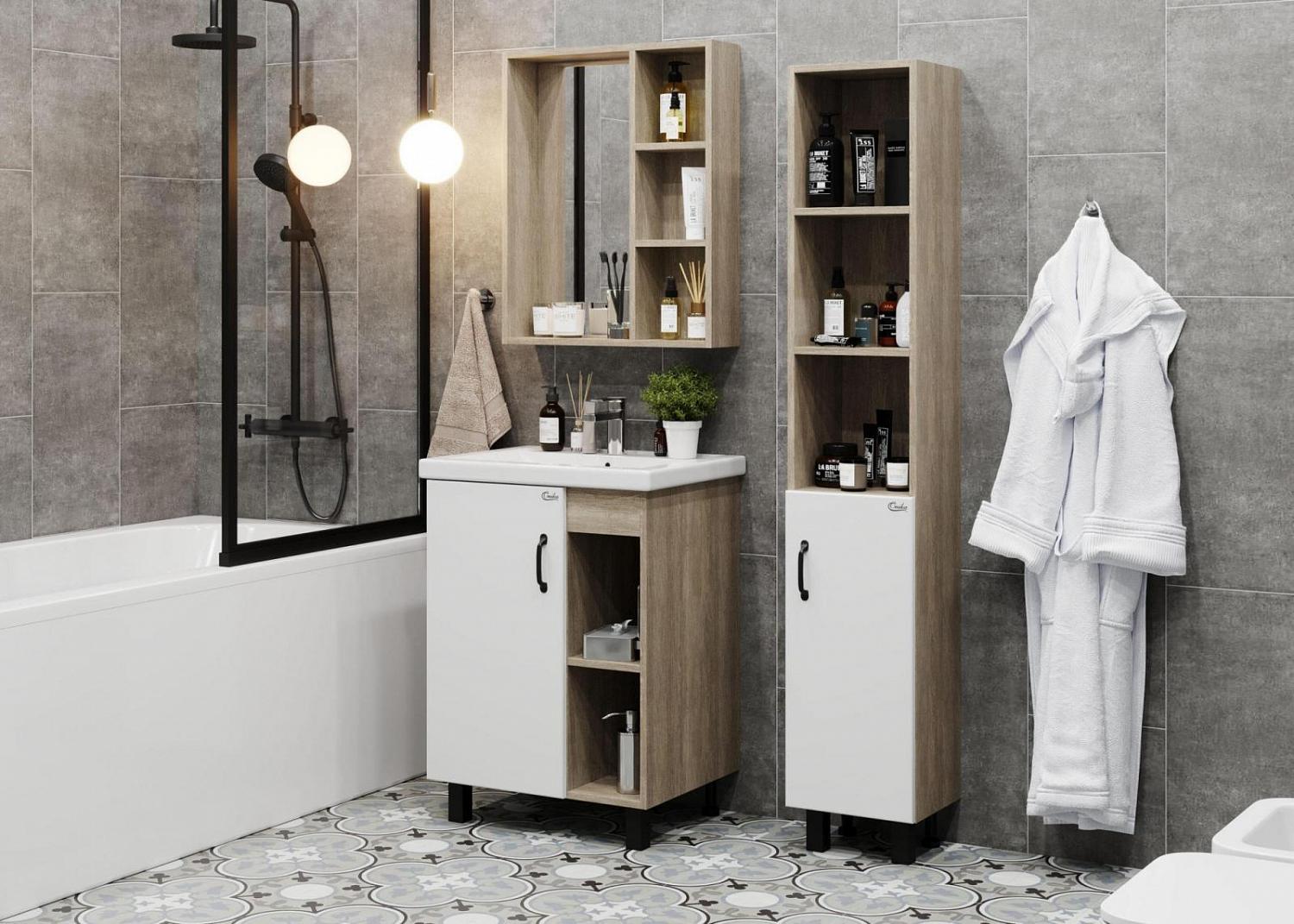Фото Тумба напольная Onika Тимбер 60.01 белый мат./дуб сонома (106115)