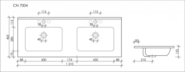 Фото Раковина встраиваемая 121х46,5 Ceramica Nova Element CN7004