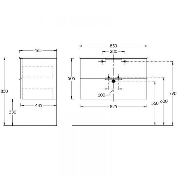 Фото Kerama Marazzi PI.F.85\WHT Тумба Piano Forte/Пиано Форте подвесная 85 см, 2 ящика, белый глянцевый