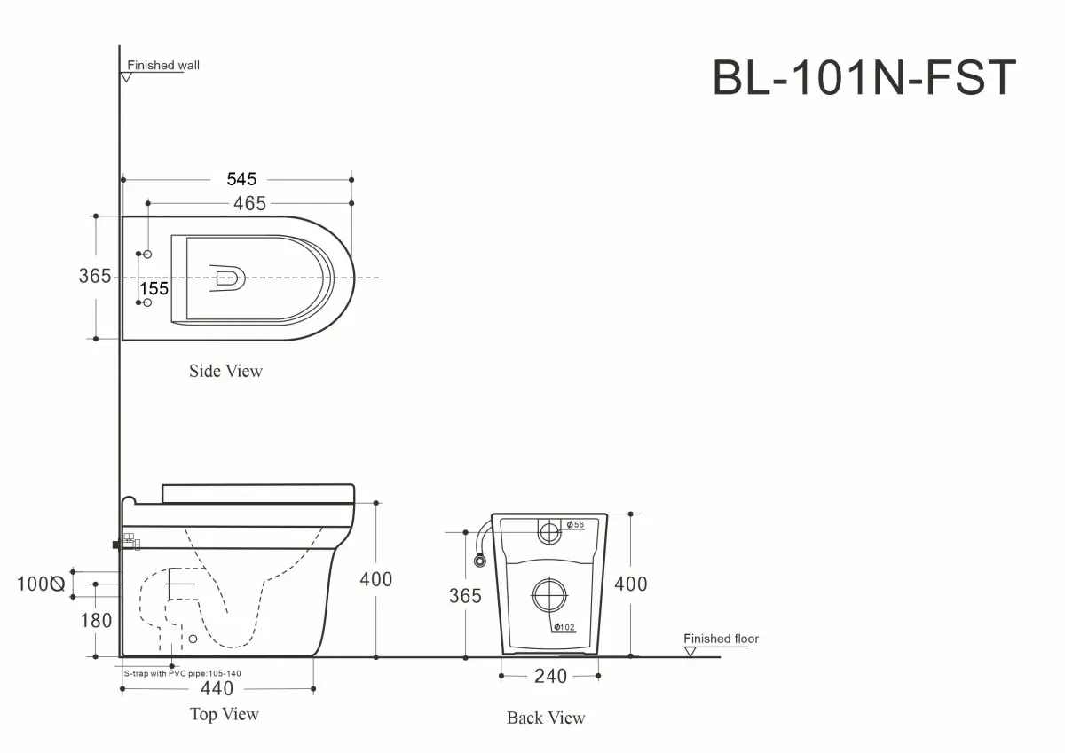 Фото Унитаз приставной Aquanet Rimless Nova-F BL-101N-FST